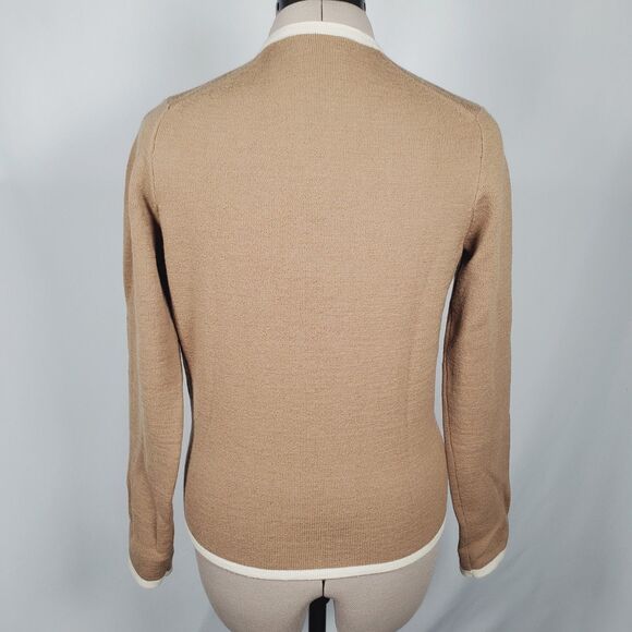 J Crew Women's Sweater Small Brown Merino Wool Long Sleeve Full Zip Classic - Picture 3 of 9